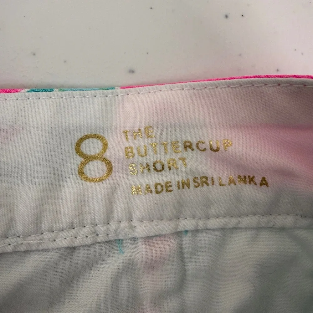 Lilly Pulitzer Buttercup‎ Shorts Scalloped Hem Pink Teal Print Womens Size 8 EUC